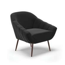 Poltrona Giovana Suede Preto Pés Palito de Ferro - D'Rossi