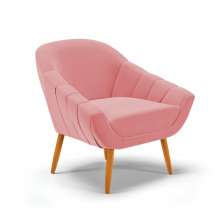 Poltrona Giovana Suede Rosê Pés Palito Castanho D'Rossi