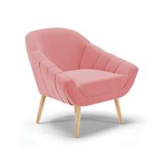Poltrona Giovana Suede Rosê Pés Palito Natural - D'Rossi
