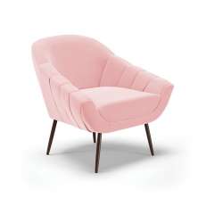 Poltrona Giovana Suede Rosa Bebê Pés Palito de Ferro - D'Rossi