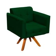 Poltrona Giratória Elisa Suede Verde Base Madeira MM30 D'Rossi