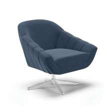 Poltrona Giratória Giovana Suede Azul Marinho Base Cromada - D'Rossi