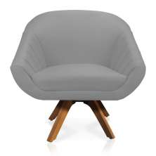 Poltrona Giratória Giovana Suede Cinza Base Madeira MM30 D'Rossi