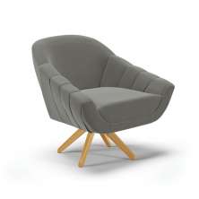Poltrona Giratória Giovana Suede Grafite Base Madeira MA30 - D'Rossi