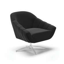 Poltrona Giratória Giovana Suede Preto Base Cromada - D'Rossi