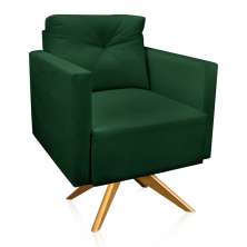 Poltrona Giratória Luisa Suede Verde Base de Madeira MA30 - D'Rossi