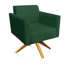 Poltrona Giratória Marisa Suede Verde Base Madeira MA30 D'Rossi