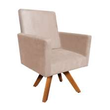 Poltrona Giratória Nina Suede Base Madeira MM30 D'Rossi