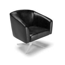 Poltrona Giratória Stella Corano Preto Base Cromada - D'Rossi