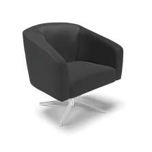 Poltrona Giratória Stella Corino Preto Base Cromada - D'Rossi