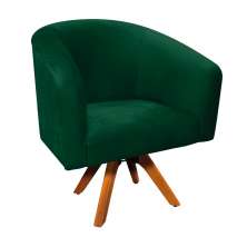 Poltrona Giratória Stella Suede Verde Base Madeira MM30 - D'Rossi