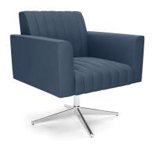 Poltrona Giratória Viena Gomada Suede Azul Marinho Base Cromada - D'Rossi