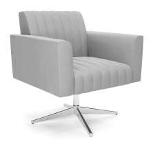 Poltrona Giratória Viena Gomada Suede Cinza Base Cromada - D'Rossi