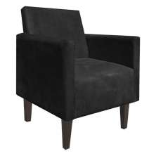 Poltrona Jade Suede Preto Pés Chanfrado Tabaco D'Rossi