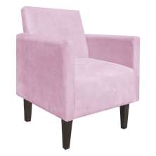 Poltrona Jade Suede Rosa Bebê Pés Chanfrado Tabaco D'Rossi