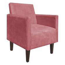 Poltrona Jade Suede Rose Pés Chanfrado Tabaco Tabaco D'Rossi