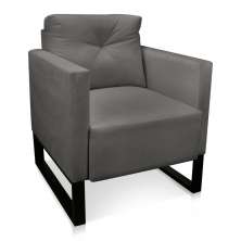 Poltrona Luisa Suede Grafite Base Industrial Metálica Preto - D'Rossi