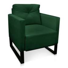 Poltrona Luisa Suede Verde Base Industrial Metálica Preto - D'Rossi