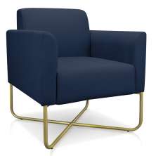Poltrona Marisa Suede Azul Marinho Base X Industrial Dourado - D'Rossi