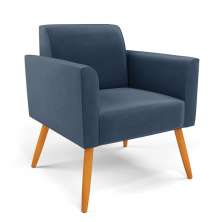 Poltrona Marisa Suede Azul Marinho Pés Palito Castanho D'Rossi