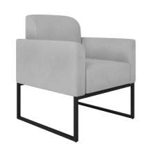 Poltrona Marisa Suede Cinza Base Industrial Metálica Preto - D'Rossi