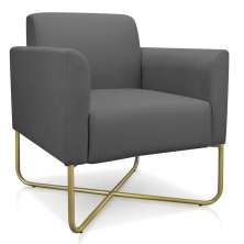Poltrona Marisa Suede Grafite Base X Industrial Dourado - D'Rossi