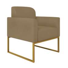 Poltrona Marisa Suede Marrom Rato Base Industrial Metálica Dourado D'Rossi
