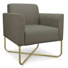 Poltrona Marisa Suede Marrom Rato Base X Industrial Dourado - D'Rossi