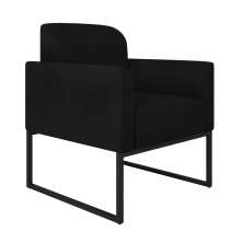 Poltrona Marisa Suede Preto Base Industrial Metálica Preto - D'Rossi