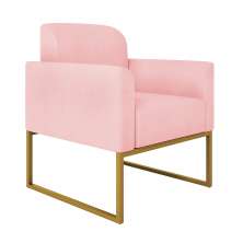 Poltrona Marisa Suede Rosa Bebê Base Industrial Metálica Dourado D'Rossi