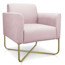 Poltrona Marisa Suede Rosa Bebê Base X Industrial Dourado - D'Rossi