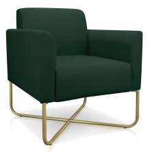 Poltrona Marisa Suede Verde Base X Industrial Dourado - D'Rossi