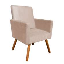 Poltrona Nina Suede Pés Palito Castanho D'Rossi
