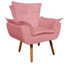 Poltrona Opala Suede Rose Pés Palito Castanho D'Rossi