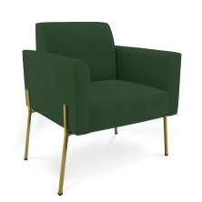 Poltrona Pé de Ferro Dourado para Recepção Marisa Veludo Verde D03 - D'Rossi