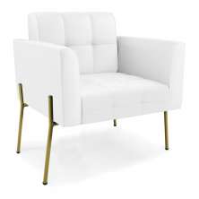 Poltrona Pé de Ferro Dourado para Sala Elisa Corino Branco D03 - D'Rossi