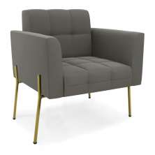 Poltrona Pé de Ferro Dourado para Sala Elisa Suede Grafite D03 - D'Rossi