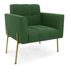 Poltrona Pé de Ferro Dourado para Sala Elisa Suede Verde D03 - D'Rossi