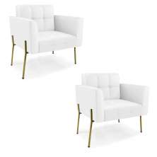 Poltrona Pé de Ferro Dourado para Sala Kit 2 Elisa Corino Branco D03 - D'Rossi