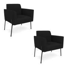 Poltrona Pé de Ferro Preto Kit 2 Decorativa Marisa Linho Preto D03 - D'Rossi