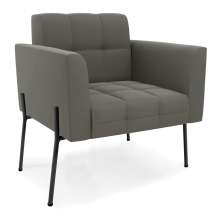 Poltrona Pé de Ferro Preto para Sala Elisa Suede Grafite D03 - D'Rossi