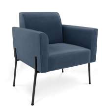 Poltrona Pé de Ferro Preto para Sala Marisa Suede Azul Marinho D03 - D'Rossi