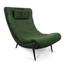Poltrona Sher Suede Verde Pés Palito de Ferro - D'Rossi