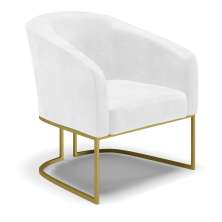 Poltrona Stella Corano Branco Base Metálica Industrial Dourado - D'Rossi