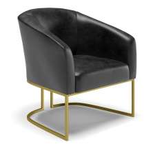 Poltrona Stella Corano Preto Base Metálica Industrial Dourado - D'Rossi