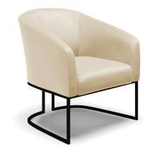 Poltrona Stella Corino Base Metálica Industrial Preto - D'Rossi