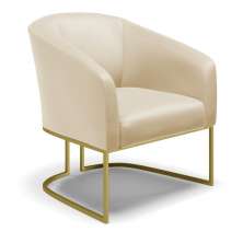 Poltrona Stella Corino Bege Base Metálica Industrial Dourado - D'Rossi