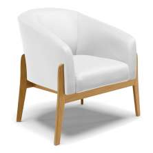 Poltrona Stella Corino Branco Base Madeira Castanho - D'Rossi