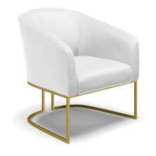 Poltrona Stella Corino Branco Base Metálica Industrial Dourado - D'Rossi