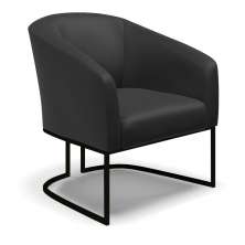 Poltrona Stella Corino Preto Base Metálica Industrial Preto - D'Rossi